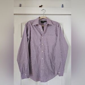 Lauren Ralph Lauren Men's Purple Checkered Dress Shirt 15 1/2
